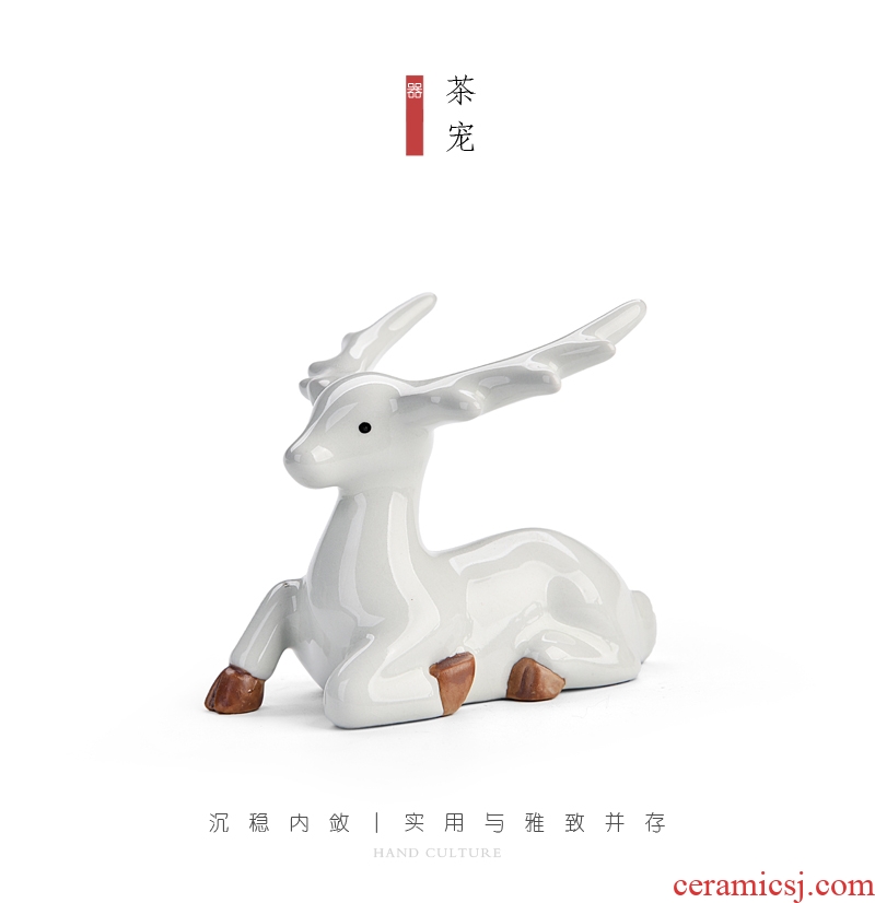 Hong bo acura ceramic deer creative sika deer tea pet deer living room a study desk) base furnishing articles