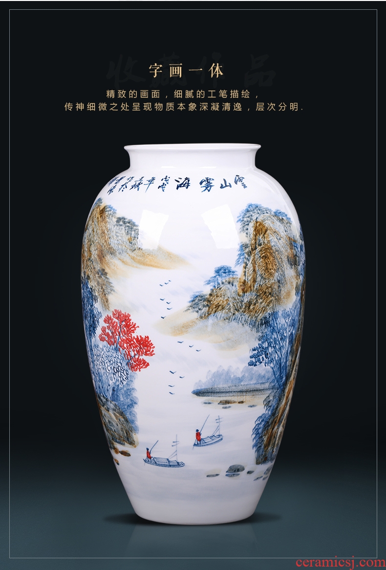 Jingdezhen ceramics live figure gourd landing big yellow vase sitting room porch decoration feng shui furnishing articles - 569725360535