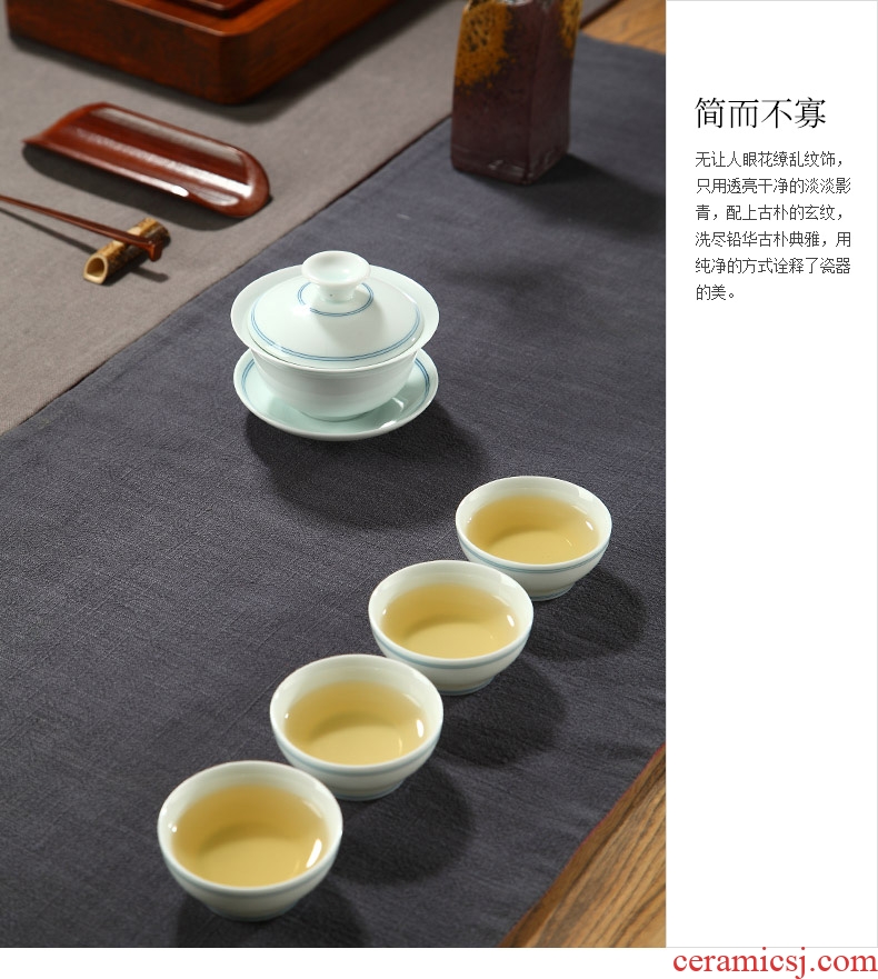 Ultimately responds to jingdezhen blue and white porcelain tureen ceramic cups only three tureen tea bowl hand - made single kung fu tea set