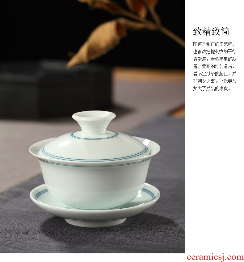 Ultimately responds to jingdezhen blue and white porcelain tureen ceramic cups only three tureen tea bowl hand - made single kung fu tea set