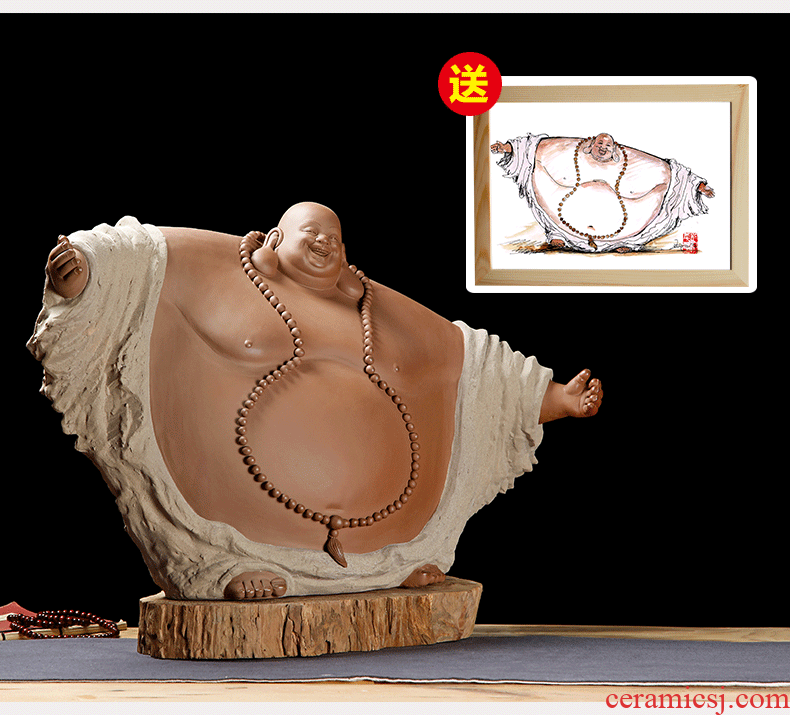Oriental zen soil characters furnishing articles sitting room decoration ceramics/smiling maintaining truthful maitreya old old D40-12 d