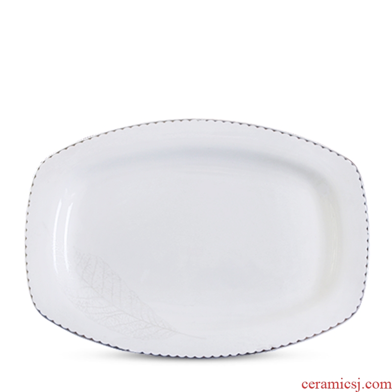 Creative household number fish dish of jingdezhen ceramics tableware can microwave rectangle Chinese dishes simple dishes