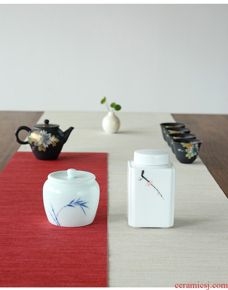 Hand - made ceramic tea pot small seal pot mini tea pot home storage tank pu - erh tea tea urn storage tea storehouse