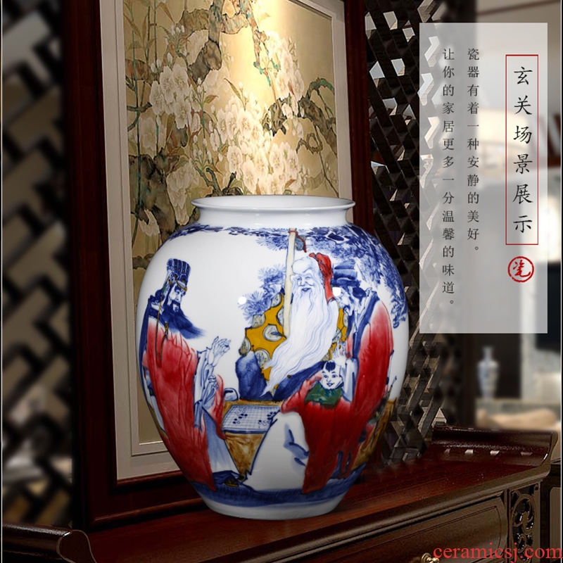 Jingdezhen ceramic creative up hand - made "samsung skies" sitting room big vase painting and calligraphy barrels of office furnishing articles