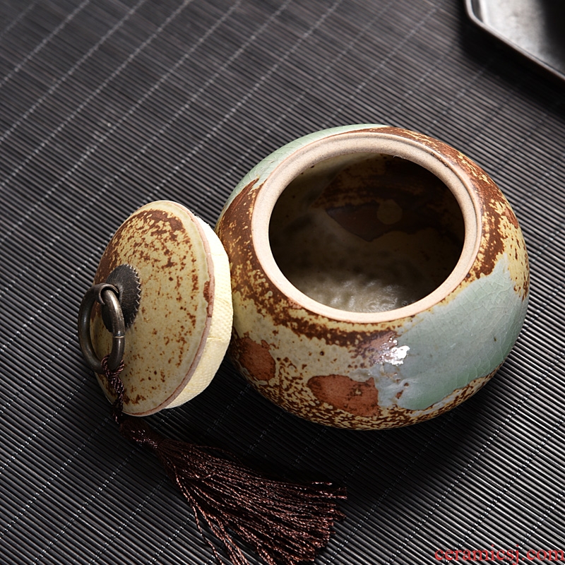 Gorgeous young longquan celadon ceramic tea set portable pu - erh tea storage box storage tanks seal pot large caddy fixings