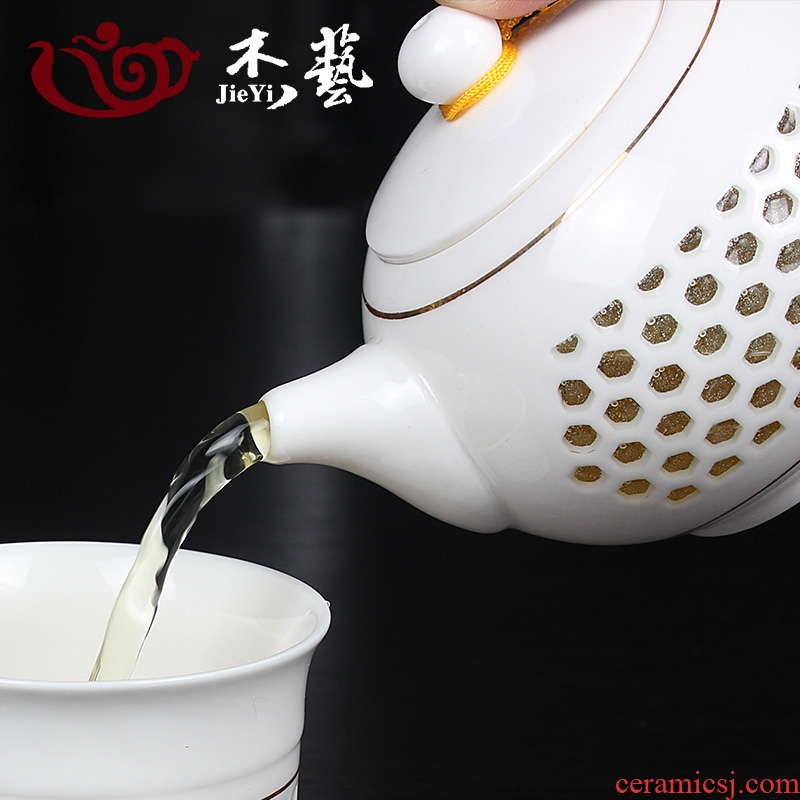 Jingdezhen ceramic teapot and exquisite hollow out of the blue and white porcelain tea, black tea tea pot of kung fu tea teapot