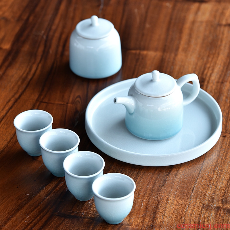 Hong bo the best portable bag tea set is suing suits for your up household contracted small Japanese ceramics kung fu tea set