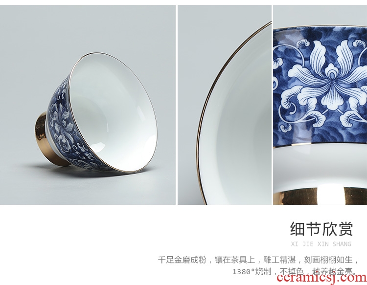 Chen xiang jingdezhen porcelain paint tureen ceramic cups only three bowl of kung fu tea bowl is large