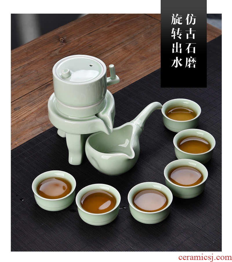 Gorgeous young half automatic kung fu tea set celadon fortunes of household ceramics creative lazy people make tea