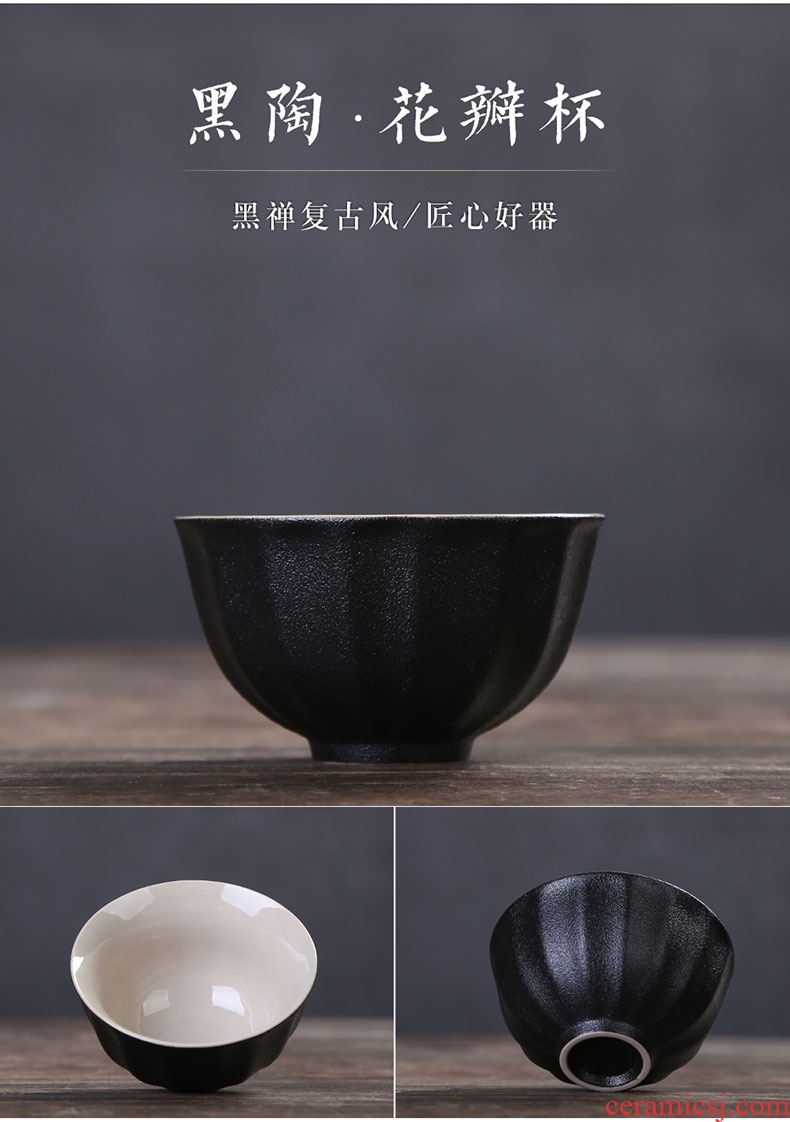 Auspicious black pottery teacup host large sample tea cup ceramic kung fu tea set personal single CPU Japanese violet arenaceous coarse pottery tea