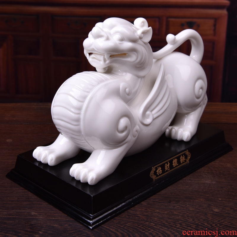 Oriental Chinese style living room furnishing articles dehua white porcelain clay ceramic process art decoration/the mythical wild animal D34-44 c