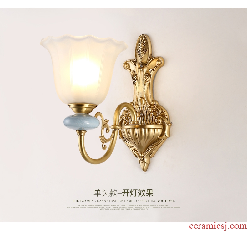 Ceramic wall lamp sitting room full of copper lamps and lanterns of contracted rural wall lamp glass corridor corridor lamp of bedroom the head of a bed