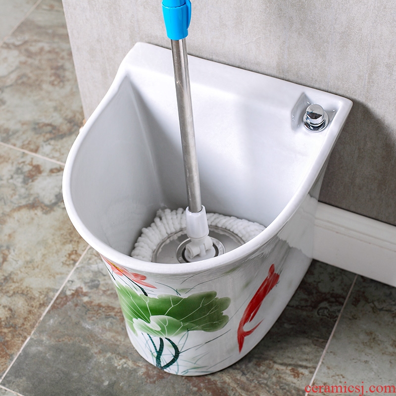 The Button control ceramic balcony washing mop pool mop basin to slot home floor mop pool toilet