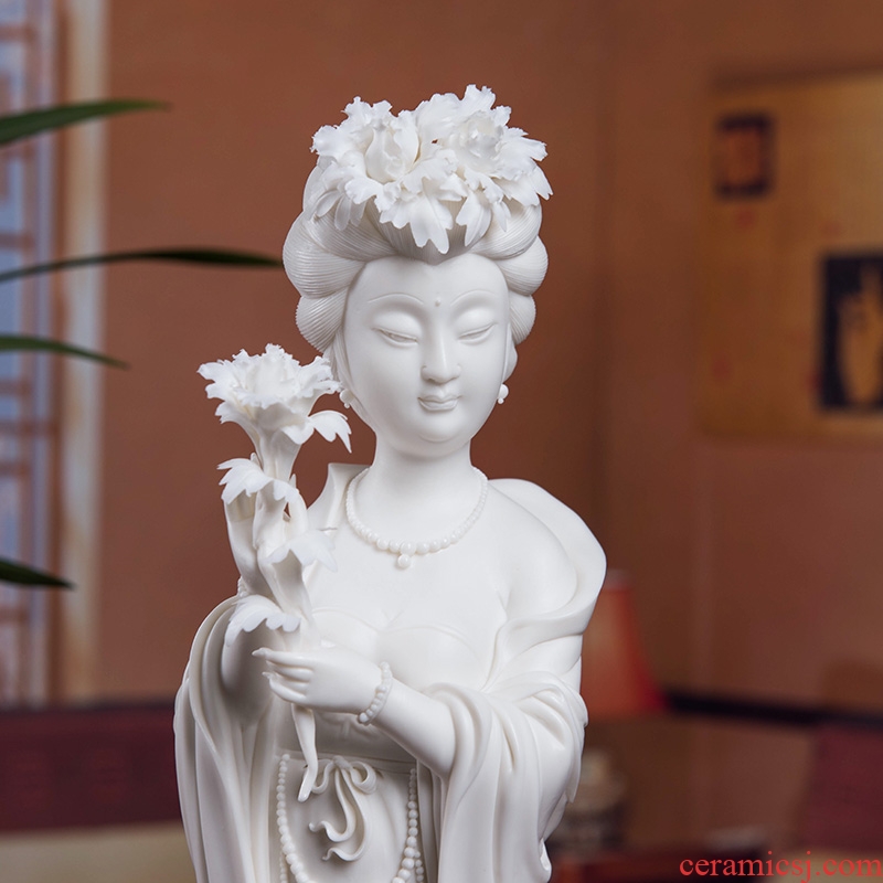 The east mud dehua white porcelain ceramic its art furnishing articles Chinese style living room decoration/yun tang, lady