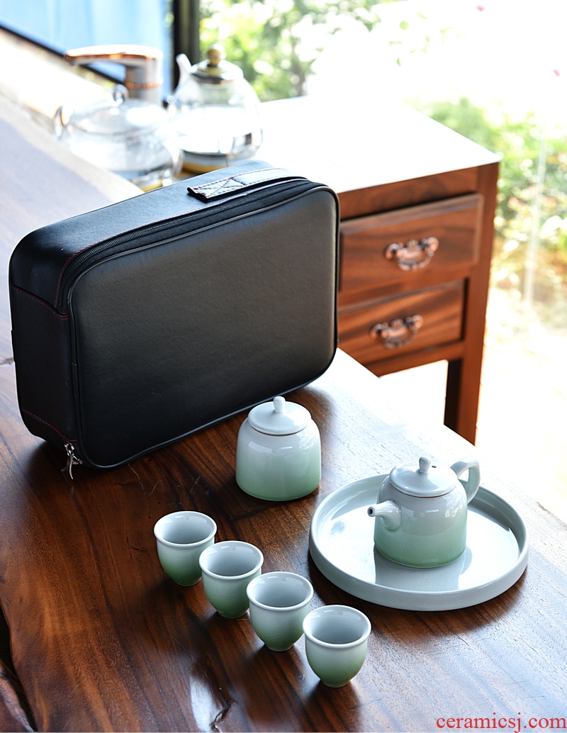 Hong bo the best portable bag tea set is suing suits for your up household contracted small Japanese ceramics kung fu tea set