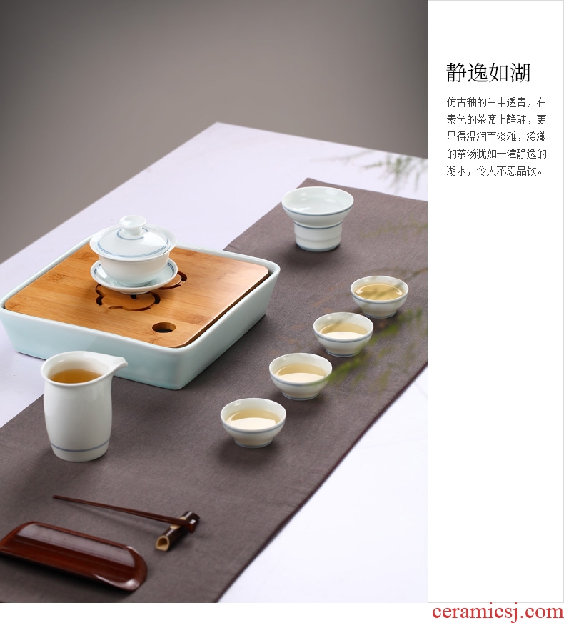 Ultimately responds to jingdezhen blue and white porcelain tureen ceramic cups only three tureen tea bowl hand - made single kung fu tea set