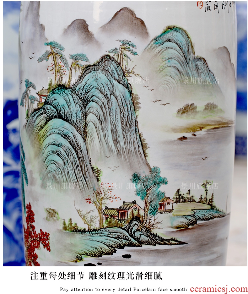 Jingdezhen ceramic furnishing articles hand - made of blue and white porcelain vase painting of flowers and big sitting room flower arrangement of Chinese style porch decoration - 534379978458