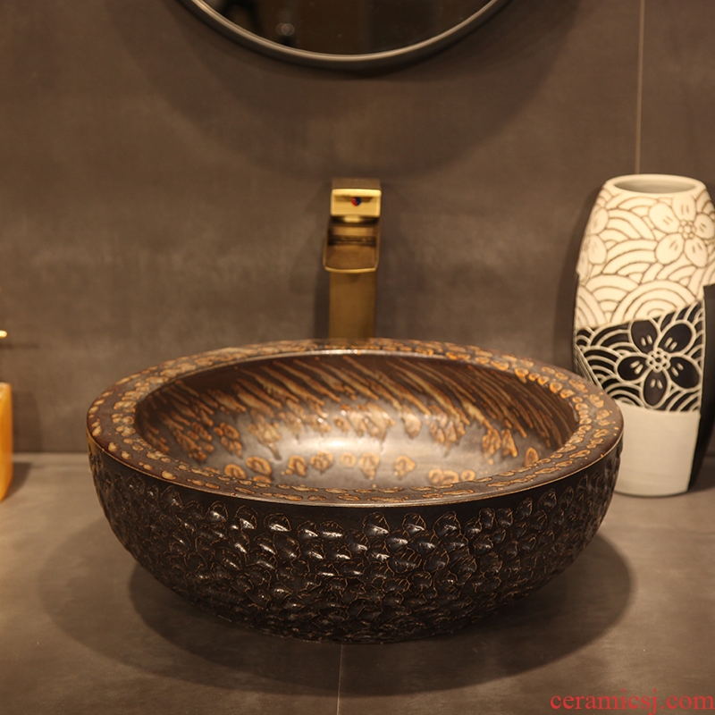 Ling yu basin art of jingdezhen ceramic table lavatory sink deep carved toilet of the basin that wash a face wash gargle