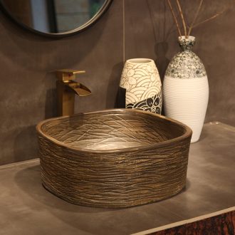 Ling yu on the Europe type restoring ancient ways the sink basin ceramic art basin move contracted sink basin of wood grain