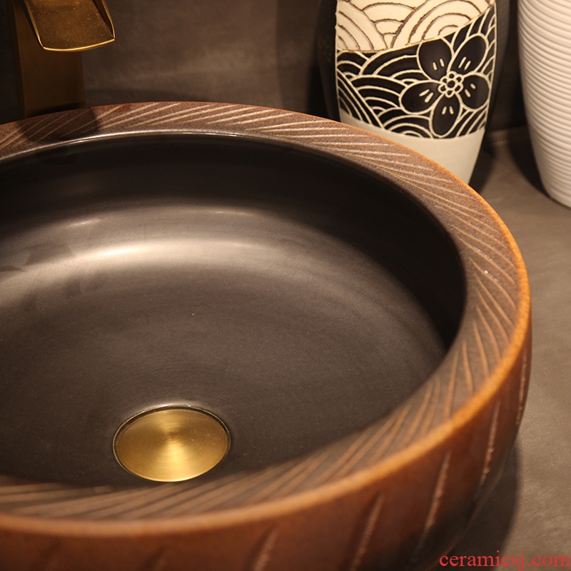 Ling yu basin of jingdezhen ceramic art on the stage art basin basin sink indoor its curve of the basin that wash a face