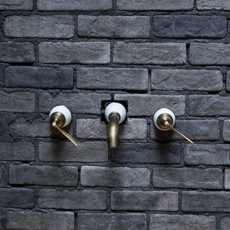 Enter wall type restoring ancient ways ling yu jingdezhen yellow bronze faucet hot and cold all copper leading European archaize of household tap