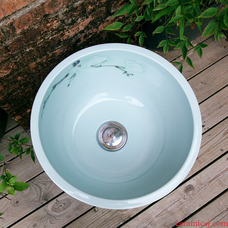 Ling yu, jingdezhen ceramic art mop pool large balcony mop pool is suing one Chinese wind restoring ancient ways the pool table