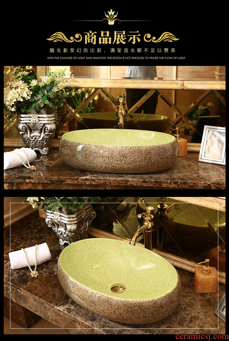 Ling yu ceramic art basin on its basin is the basin that wash a face dark green oval sink European toilet