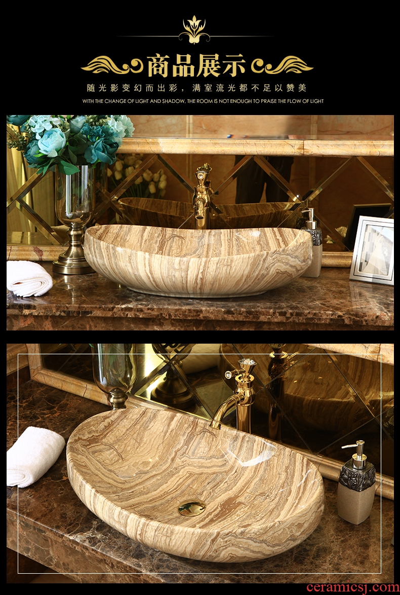 Ling yu ceramic art basin on its oval sink European - style bathroom sinks marble basin