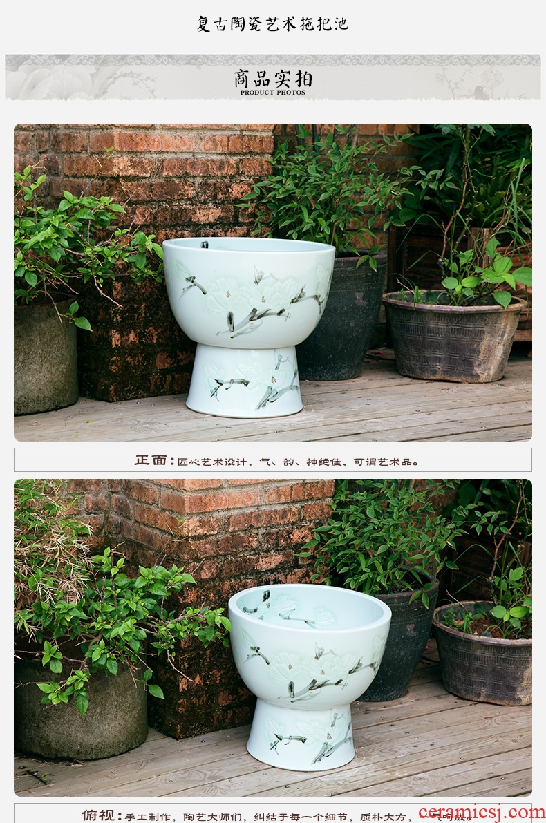 Ling yu, jingdezhen ceramic art mop pool large balcony mop pool is suing one Chinese wind restoring ancient ways the pool table