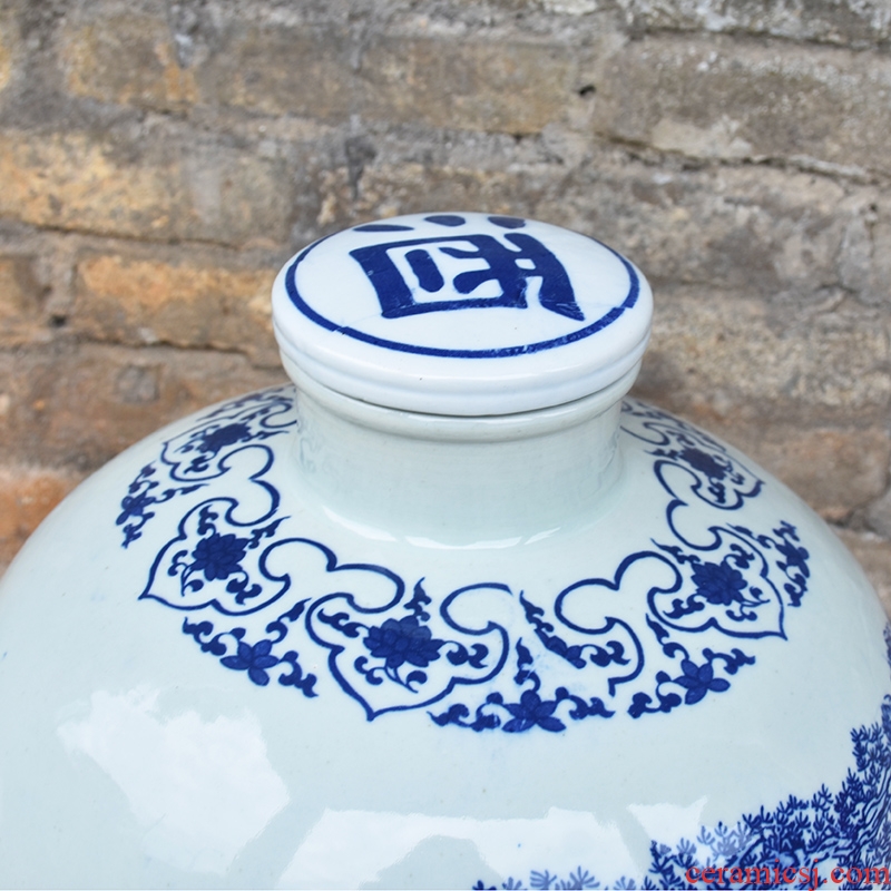 Jingdezhen porcelain ceramic jars 10 jins with leading sealed 50 kg mercifully it archaize empty wine bottle of wine