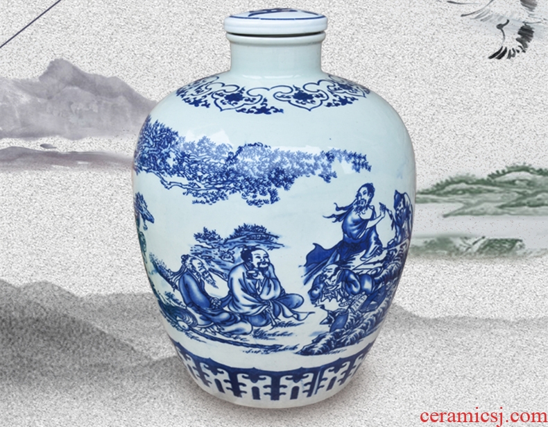 Jingdezhen porcelain ceramic jars 10 jins with leading sealed 50 kg mercifully it archaize empty wine bottle of wine