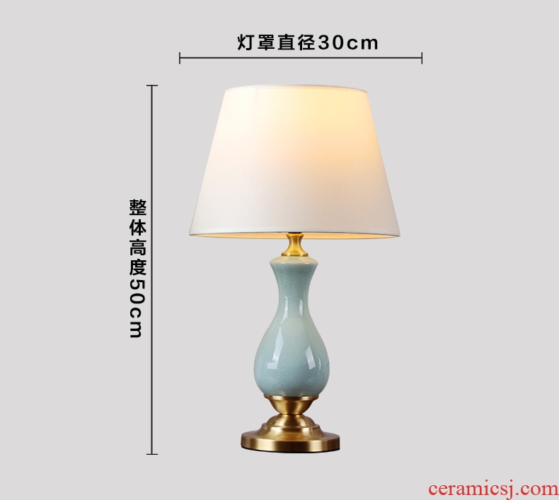 American ceramic desk lamp of new Chinese style villa clubhouse sitting room adornment of bedroom the head of a bed Jane 's creative warmth of lamps and lanterns