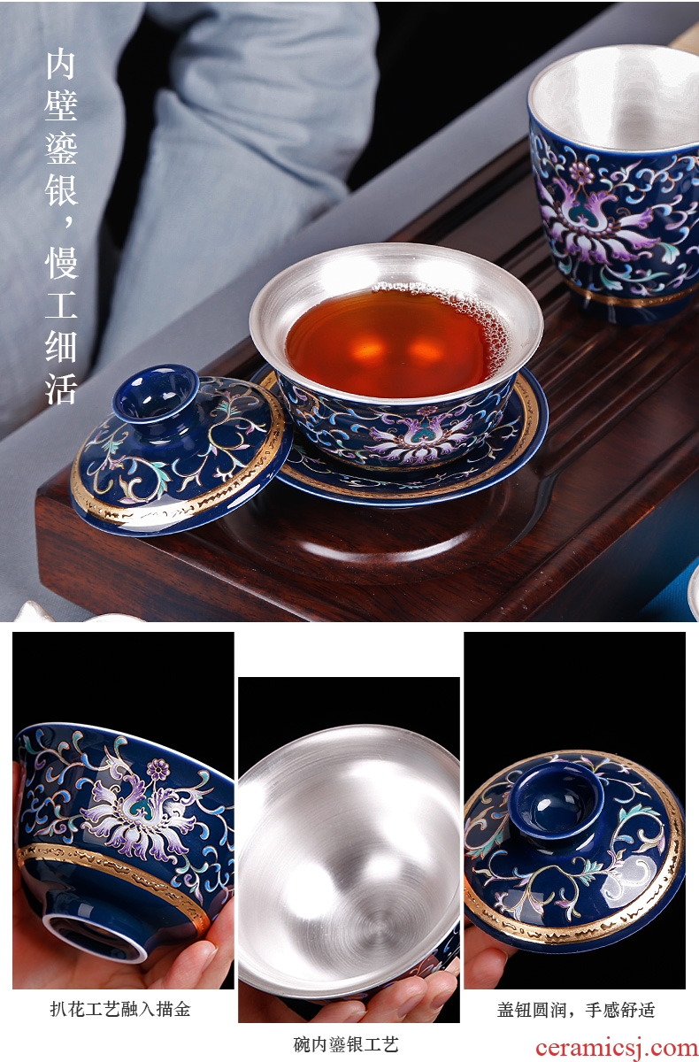 Jingdezhen coppering. As silver tureen tea cup 6 pack of household ceramics kung fu tea set contracted and I office