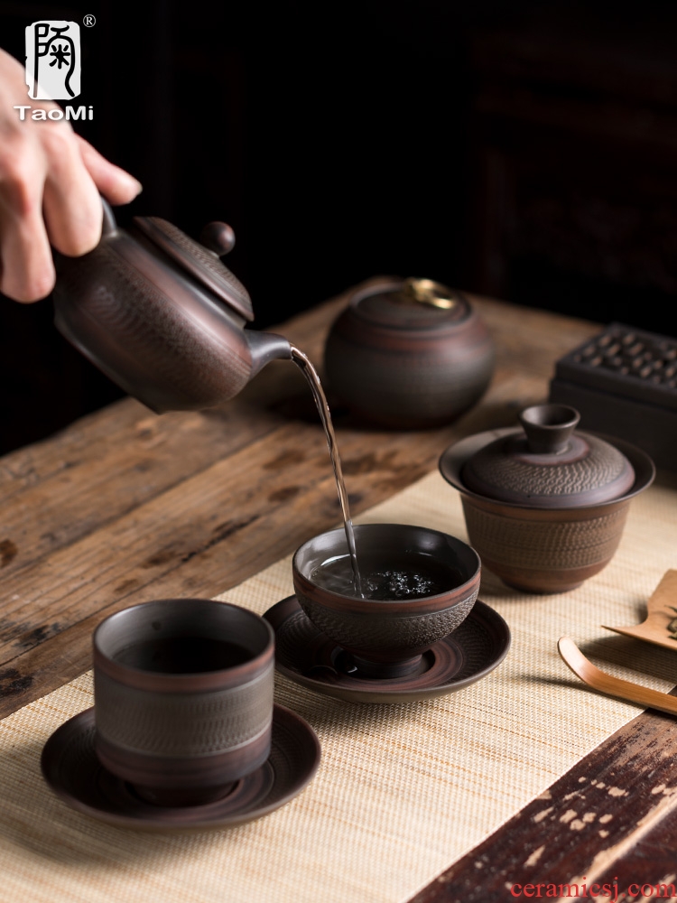 Tao fan purple ceramic creative household ceramic cups cup mat sample tea cup large master of kung fu tea set jump cut cup