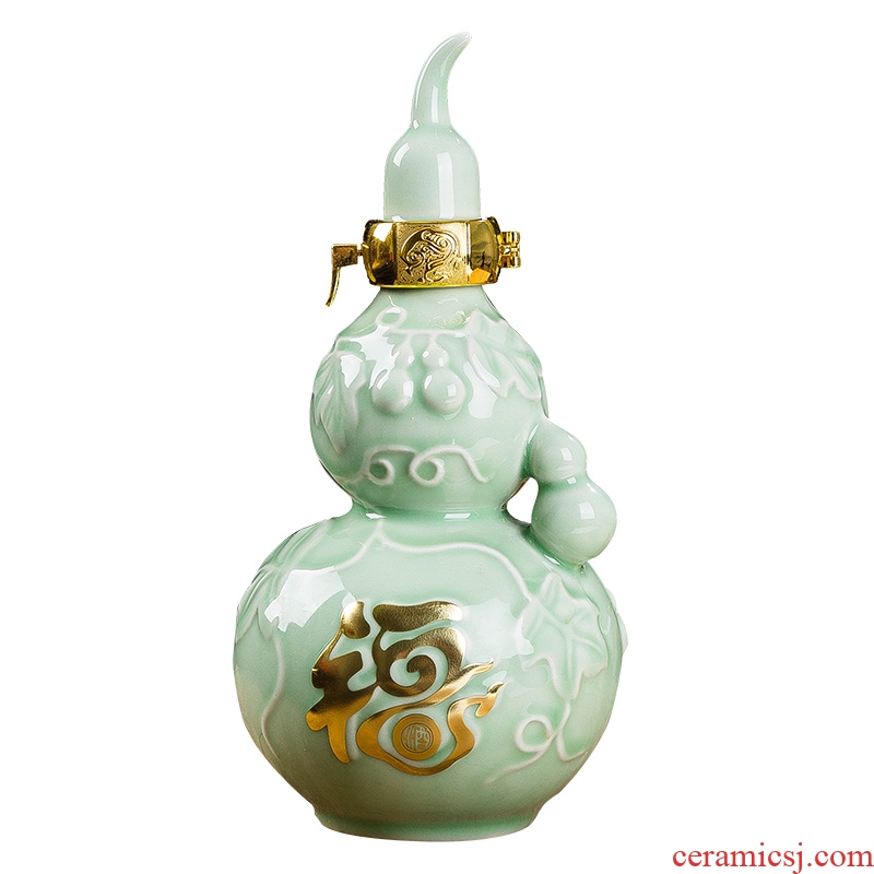 Jingdezhen ceramic bottle 1/5/10 catty 2 jins gourd wine sealed jars hip household adornment the empty bottles