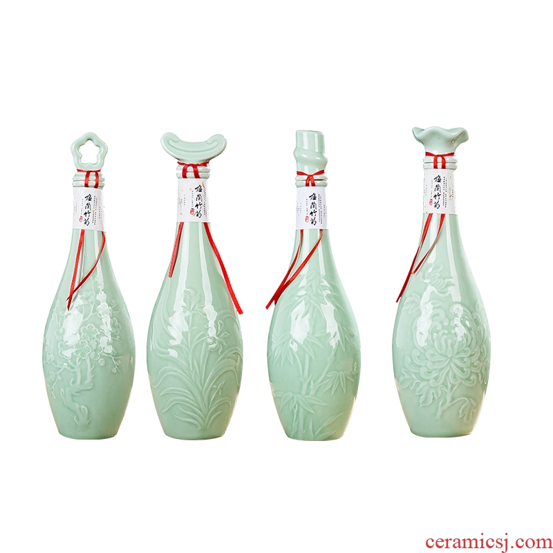 By patterns bottle 1 catty empty bottle decoration cyan liquor jugs jars of jingdezhen ceramic bottle package