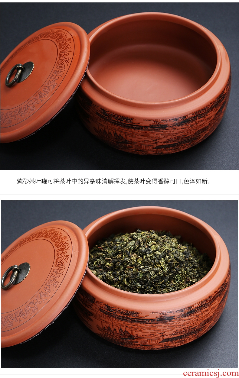 Violet arenaceous caddy fixings in large storage tanks puer tea pot ceramic seal bulk tea urn general household receives