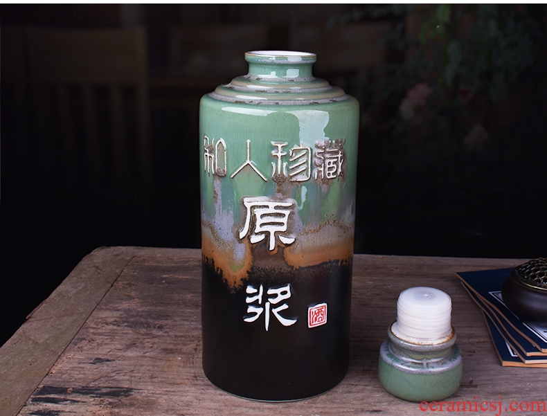 Jingdezhen ceramic bottle 5 jins of with the household mercifully hip archaize jar sealing installed the empty bottles