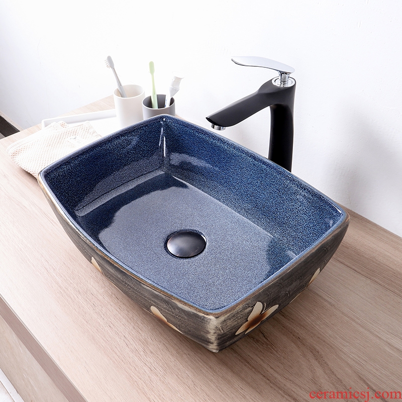 Ceramic lavabo stage basin of Chinese style is the oval lavatory toilet Europe type restoring ancient ways basin, art basin of household