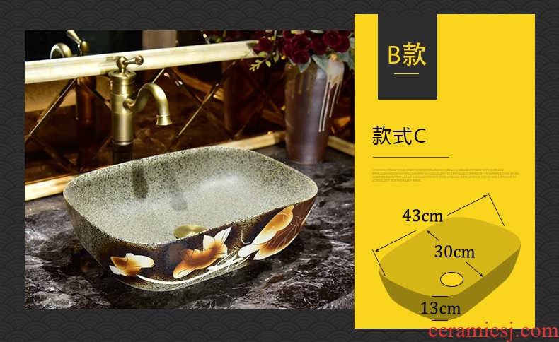 Art stage basin rectangle American ceramic lavatory basin European toilet stage basin that wash a face to wash your hands