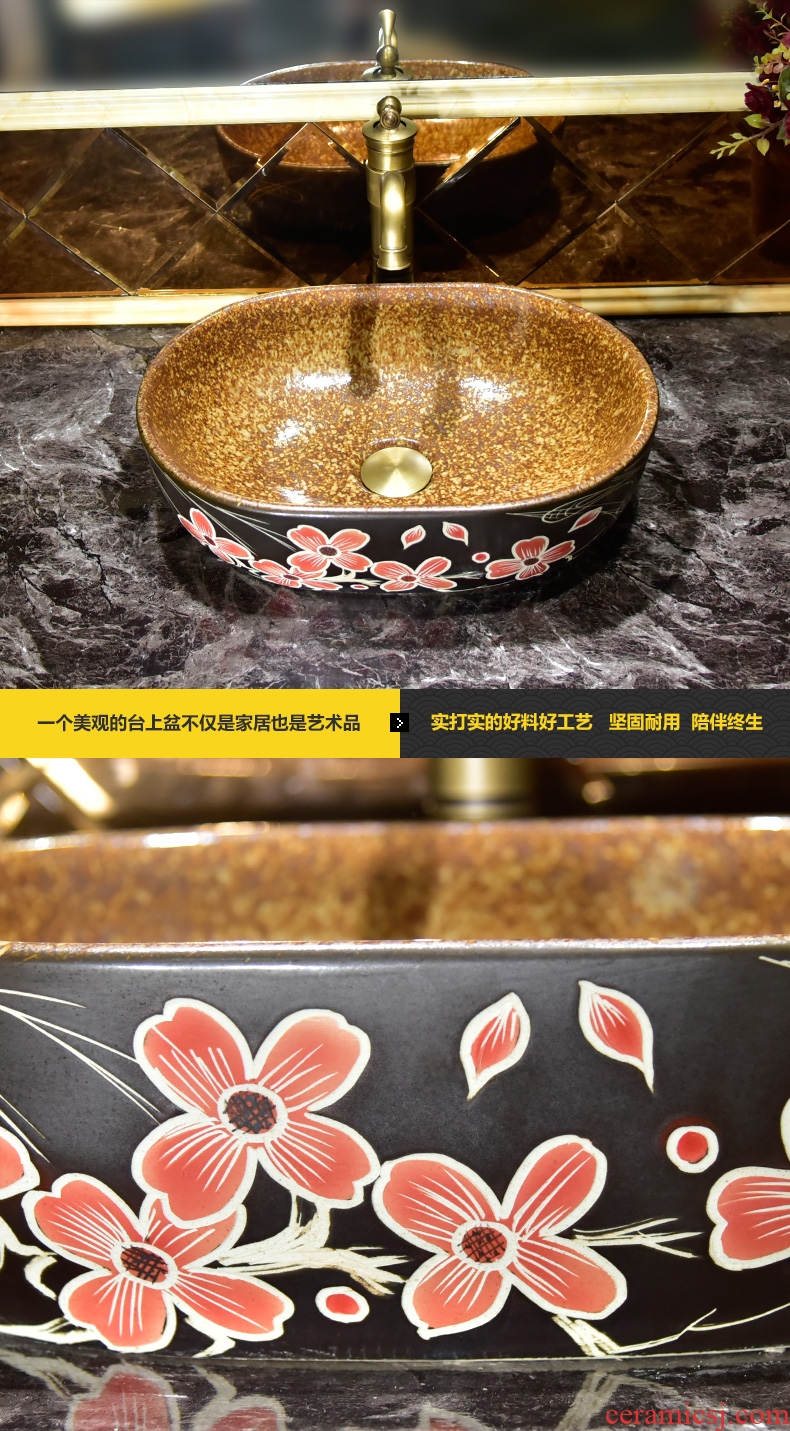 Retro art stage basin to jingdezhen ceramic sinks oval antique basin stage basin that wash a face to wash your hands