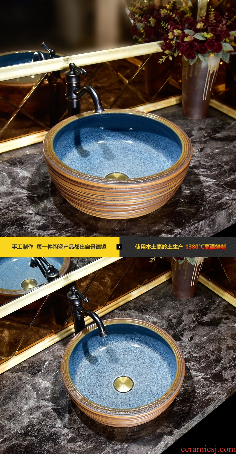 Art stage basin circular line Mediterranean ceramic lavabo home for wash lavatory toilet stage basin