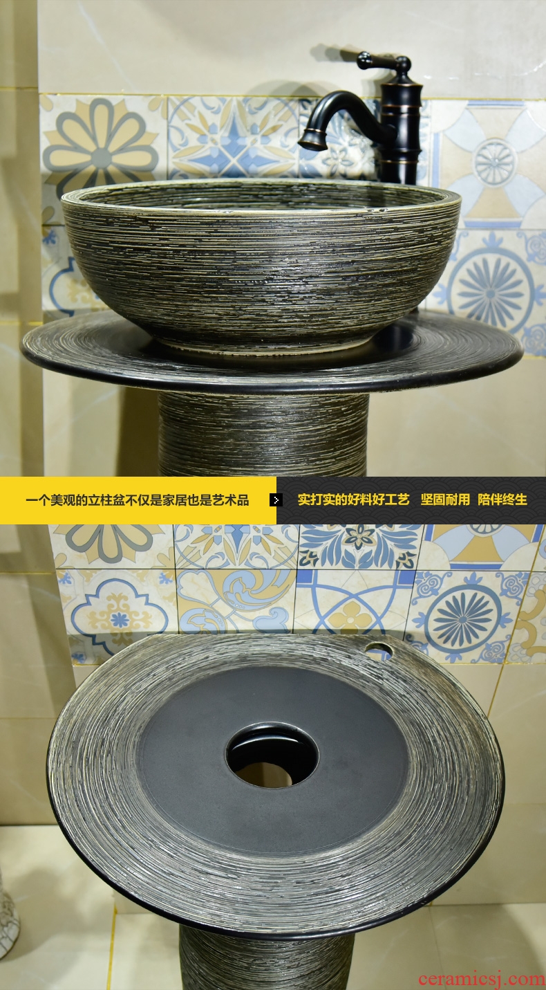 Ceramic basin of pillar type washbasin hand - carved archaize line pillar of small family toilet floor for wash gargle