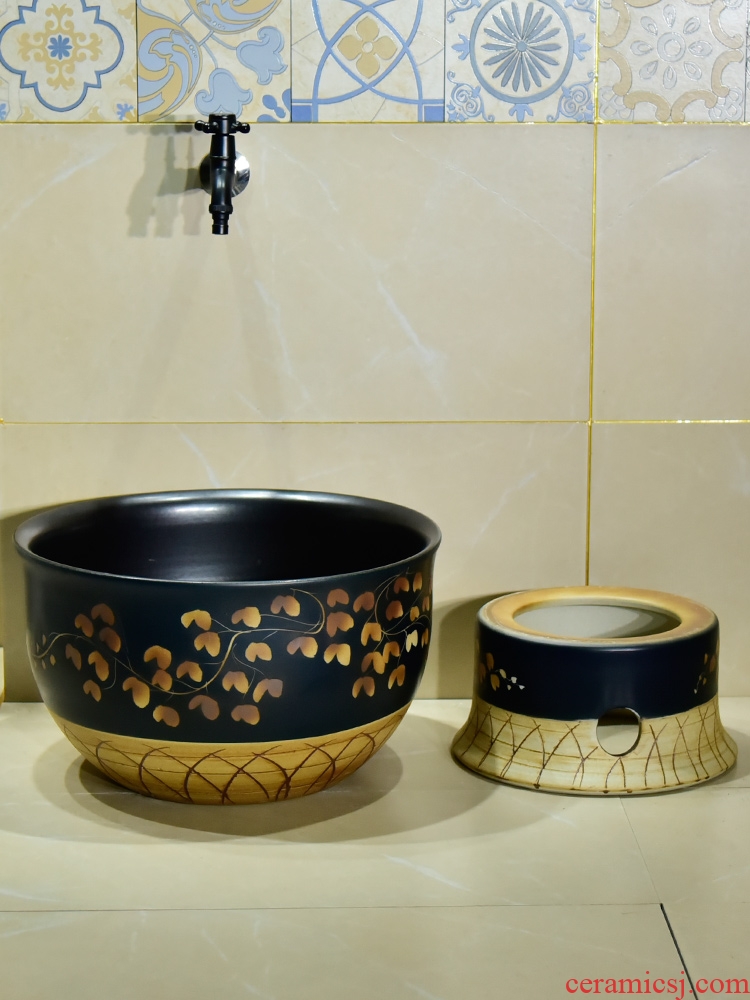 Jingdezhen ceramic golden maple leaf mop pool home antique art restoring ancient ways is the balcony toilet easy mop pool