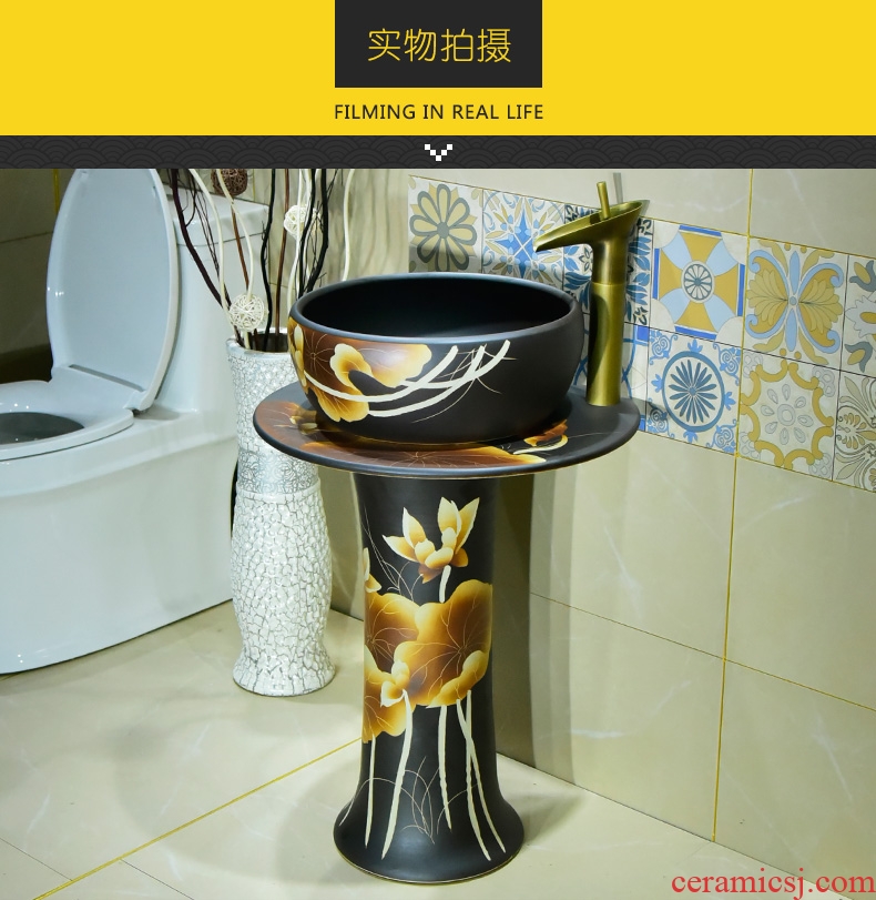 Art ceramic pillar lavabo circular toilet lavatory basin floor balcony household restoring ancient ways