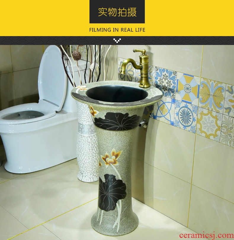 Ceramic column basin one - piece basin one balcony sink console single - column lavatory pillar basin that wash a face