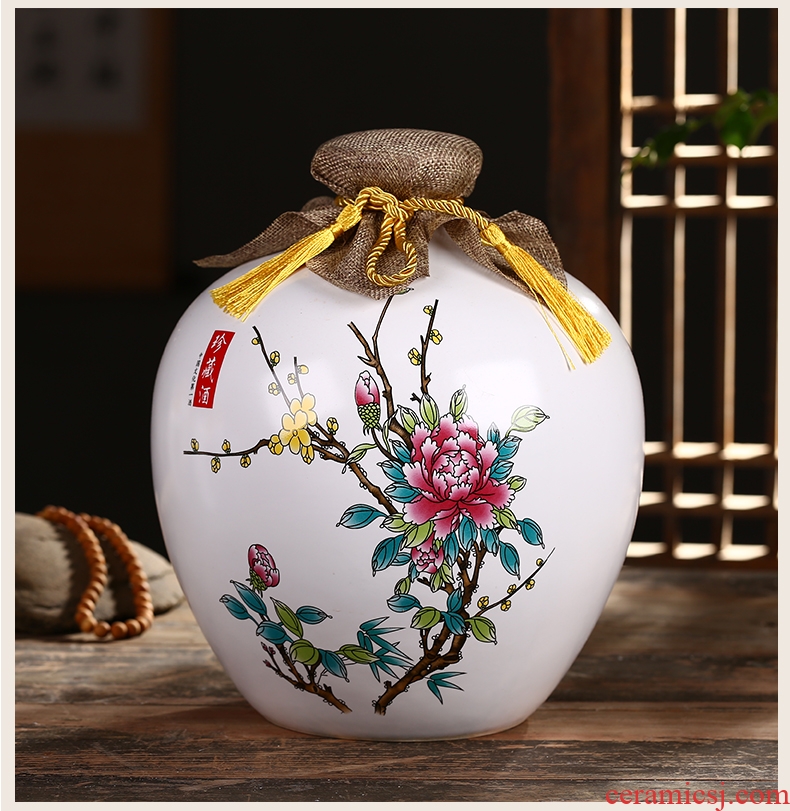 Jingdezhen ceramic bottle is empty bottle 1 catty 2 jins 5 jins 10 jins home jar jar sealed jar of wine furnishing articles