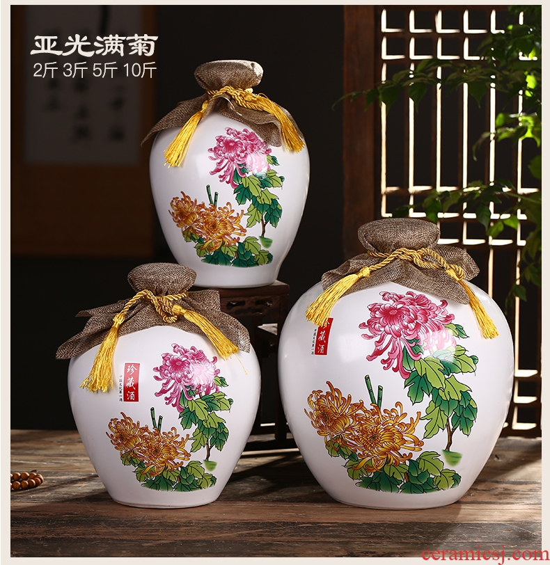 Jingdezhen ceramic bottle is empty bottle 1 catty 2 jins 5 jins 10 jins home jar jar sealed jar of wine furnishing articles