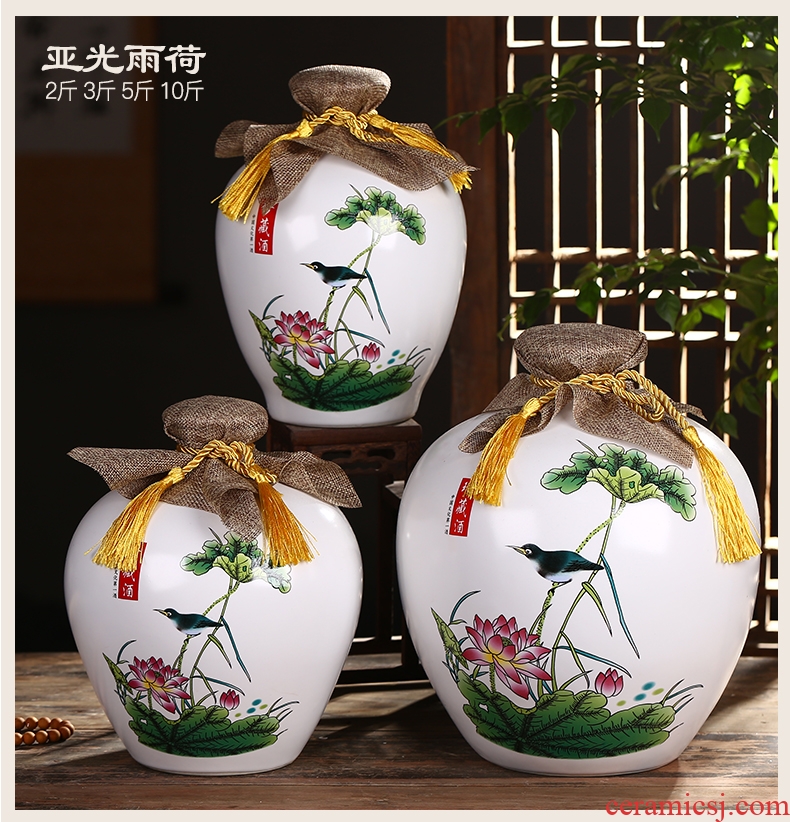 Jingdezhen ceramic bottle is empty bottle 1 catty 2 jins 5 jins 10 jins home jar jar sealed jar of wine furnishing articles