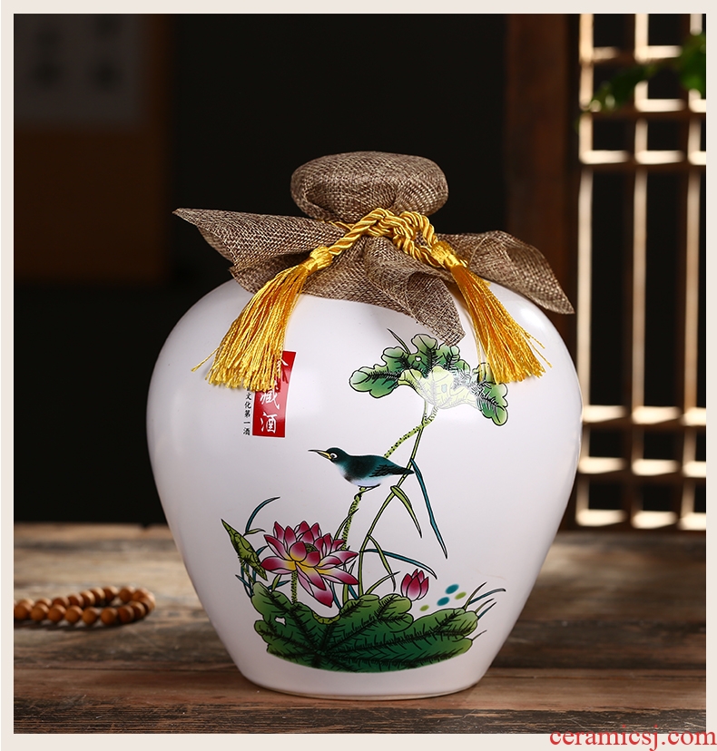 Jingdezhen ceramic bottle is empty bottle 1 catty 2 jins 5 jins 10 jins home jar jar sealed jar of wine furnishing articles